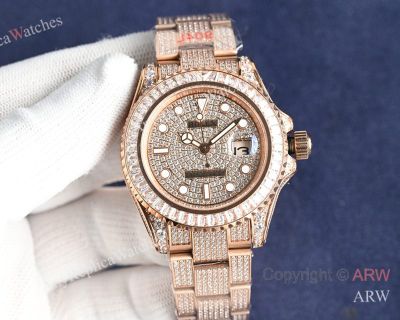 High Quality Replica Rolex Yacht-Master Different Colors with full diamonds 316 stainless steel strap Different Colors with full diamonds Face Dial Different Colors with full diamonds Bezel Men Watch 40mm